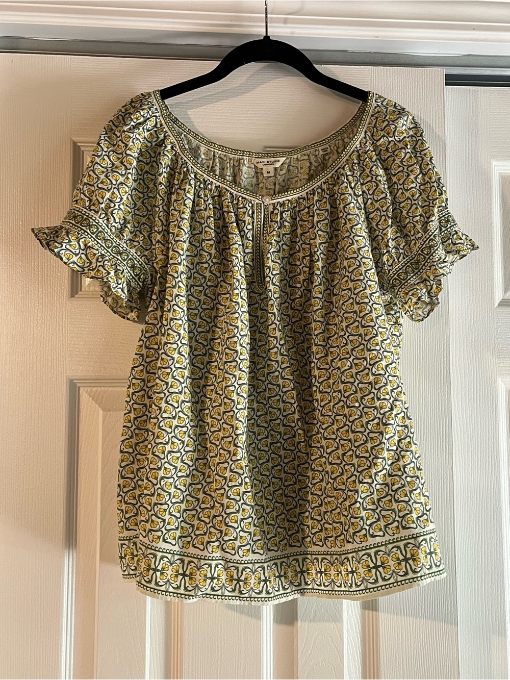 Lightweight Yellow Floral Peasant Top from Max Studio